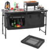 VEVOR Portable Camping Kitchen Table with Adjustable Height  Storage