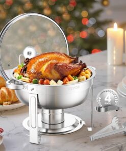 VEVOR 4-Pack 4.7L Round Chafing Dish Buffet Set
