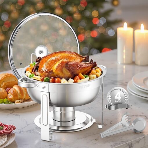 VEVOR 4 Pack 47L Round Chafing Dish Buffet Set