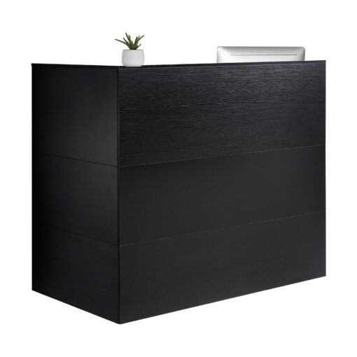 VEVOR L Shaped Reception Desk 140 cm Black MDF Front Counter with Drawer Cabinet for Office or Retail Use