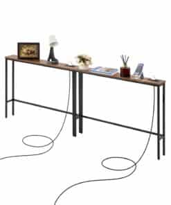 VEVOR 2-Piece Narrow Console Sofa Table with Power Outlets & USB