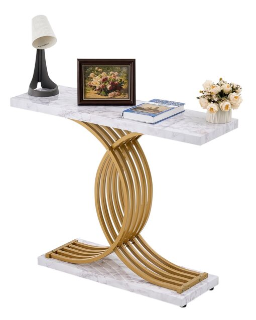 VEVOR 100 cm Narrow Console Table with Metal Frame for Entryway