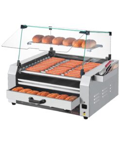 VEVOR Electric Hot Dog Roller Grill with 11 Rollers & Bun Warmer
