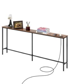 VEVOR 180 cm Narrow Console Table with Power Outlets – Slim Sofa Table for Entryway & Living Room