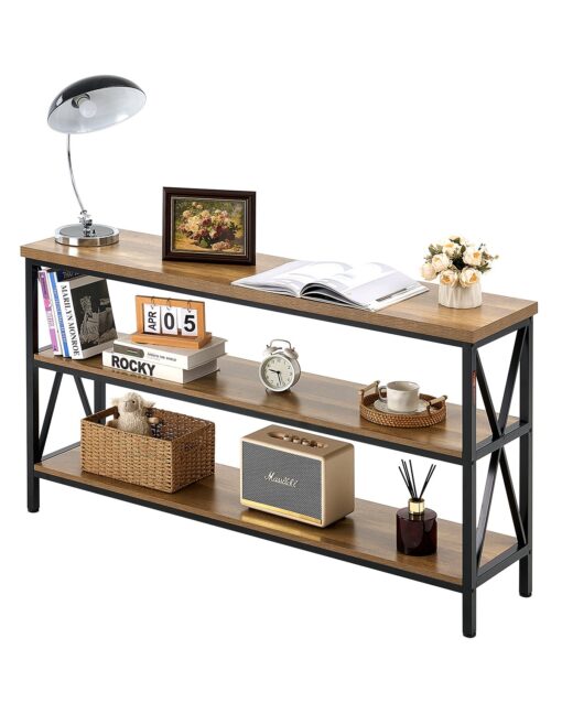 VEVOR 140 cm Narrow Console Sofa Table with Metal Frame Entryway Living Room Furniture