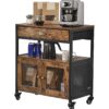 VEVOR 4 Tier Movable Coffee Bar Cabinet with Wheels