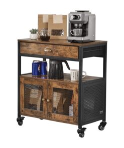 VEVOR 4-Tier Movable Coffee Bar Cabinet with Wheels