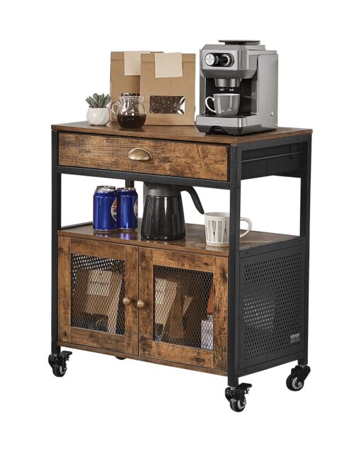 VEVOR 4 Tier Movable Coffee Bar Cabinet with Wheels