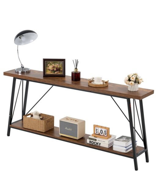 VEVOR 2 Tier Narrow Console Table 180x30x80 cm Sofa Table for Entryway