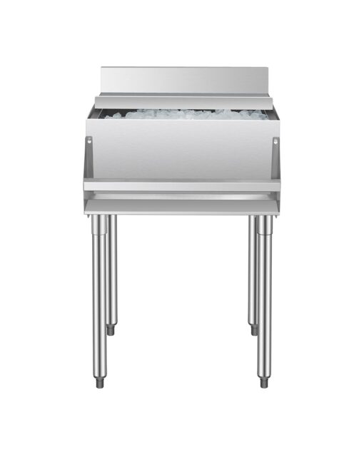 VEVOR 616L Commercial Stainless Steel Underbar Ice Bin with Sliding Lid Backsplash for Bars Kitchens