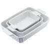 VEVOR 3 Piece Ceramic Baking Dish Set  Deep Rectangular Bakeware for Oven  Microwave