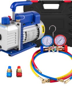 VEVOR 4 CFM 1/3 HP Vacuum Pump & Manifold Gauge Set for HVAC Refrigeration R134a R502 R22 R12