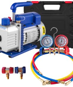 VEVOR 113 L/min 250 W Gaisa Vakuumsūknis un HVAC Manometru Komplekts R134a Dzesēšanas un Gaisa Kondicionēšanas Sistēmām