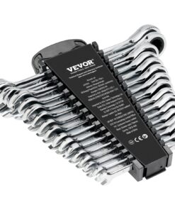 VEVOR 16-Piece Metric Ratcheting Combination Wrench Set 8-24 mm with Organizer Rack
