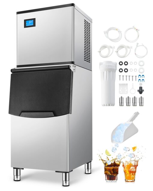 VEVOR Commercial Ice Maker 227 kg24H Ice Production with 113 kg Storage Bin