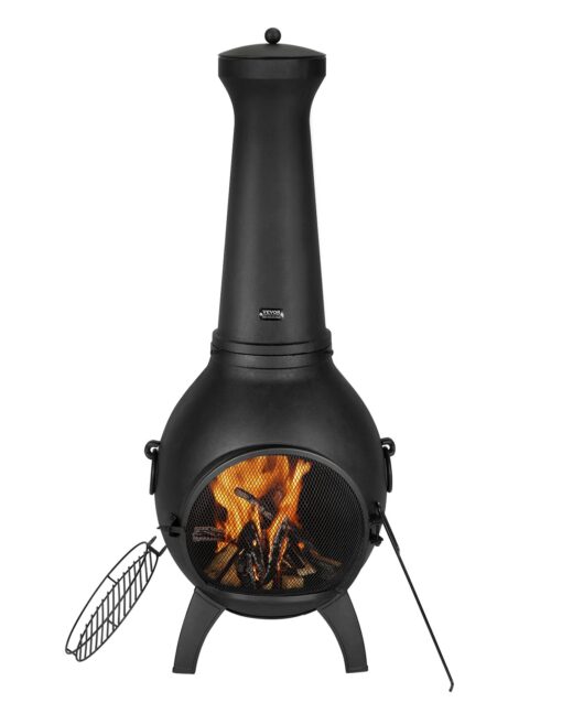 VEVOR 56 cm Outdoor Aluminum Chiminea Fireplace with BBQ Grill