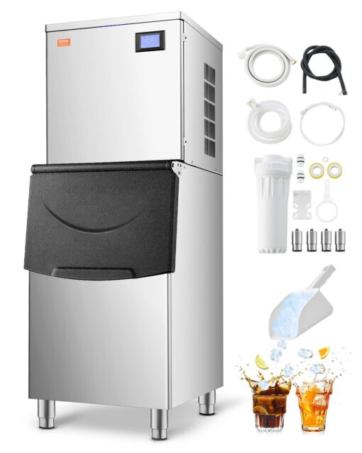 VEVOR Commercial Ice Maker 204kg24h with 113kg Storage Bin