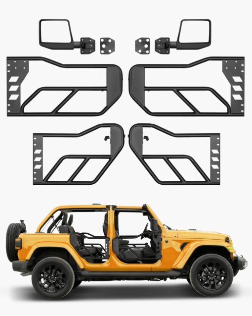 VEVOR 4 Door Steel Tube Doors with Mirrors for Jeep Wrangler JL 20182024 Gladiator JT 20202024