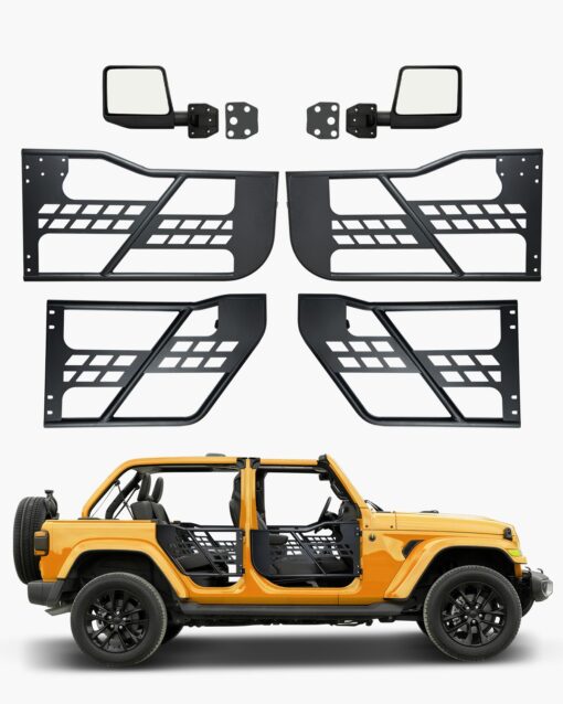 VEVOR 4 Door Steel Tube Doors with Mirrors for 20072018 Jeep Wrangler JK