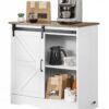 VEVOR 3 Tier Coffee Bar Cabinet with Sliding Barn Doors