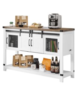 VEVOR 4-Tier Farmhouse Coffee Bar Cabinet with Sliding Barn Doors