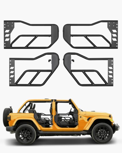 VEVOR 4 Door Steel Tube Doors for 20072018 Jeep Wrangler JK Front Rear Off Road Tubular Doors with OE Latch Rubber Pads