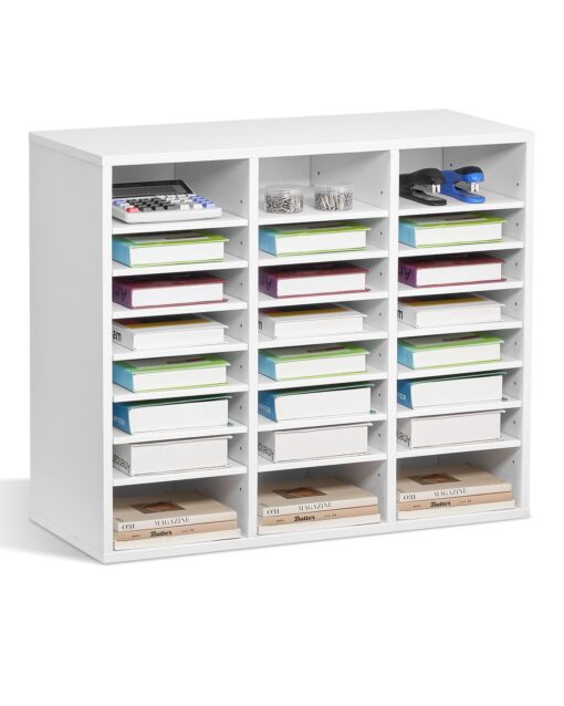 VEVOR Wooden Literature Organizer 24 Adjustable Compartments
