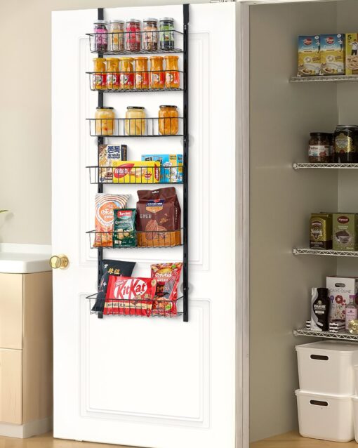 VEVOR 6 Tier Adjustable Over the Door Storage Rack Hanging Organizer with Steel Frame