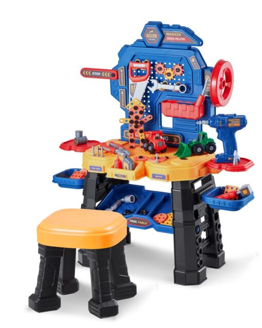 VEVOR 181 Piece Kids Tool Workbench with Electric Drill