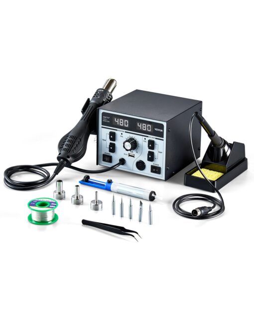 VEVOR 2 in 1 820W Soldering Hot Air Rework Station with USB Port