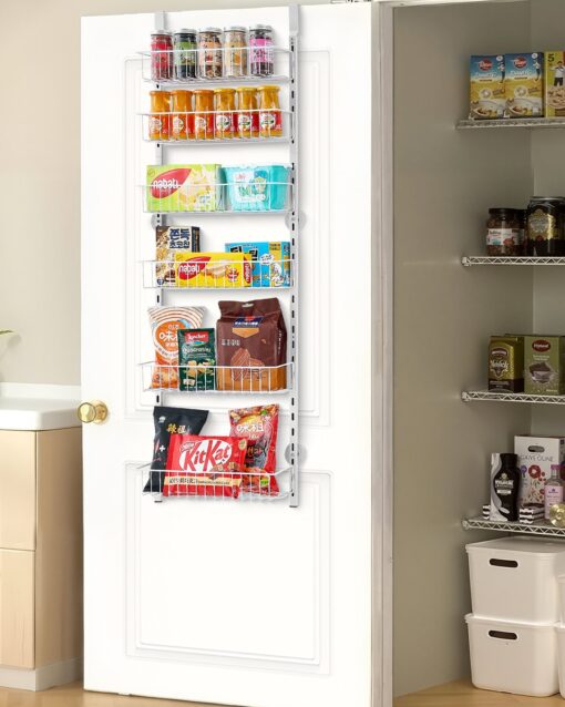 VEVOR 6 Tier Adjustable Over the Door Pantry Organizer Rack with 6 Baskets