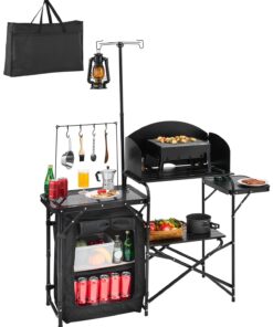 VEVOR Portable Camping Kitchen Table with Windscreen