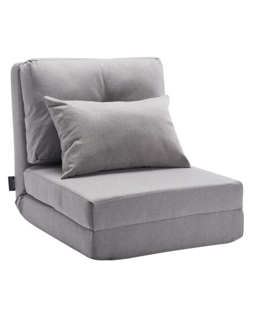 VEVOR Gray Convertible Floor Sofa Bed Chair 5 Position Adjustable Backrest