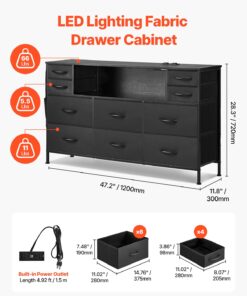 Power Outlets & Open Shelf – Black Steel Frame