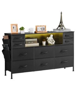 VEVOR 10-Drawer Fabric Dresser with LED Lights