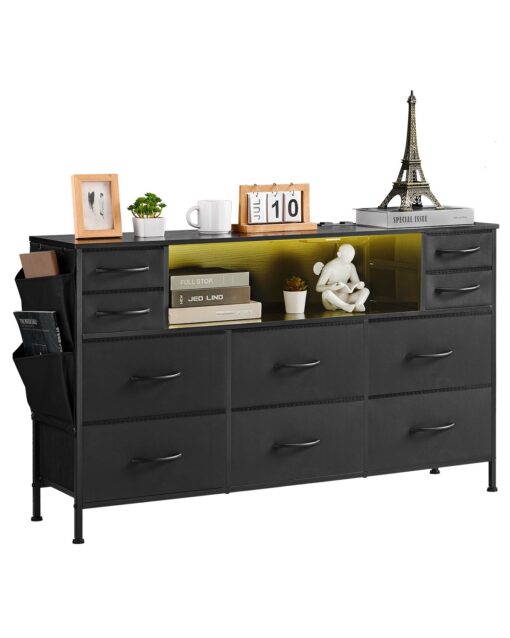 VEVOR 10 Drawer Fabric Dresser with LED Lights