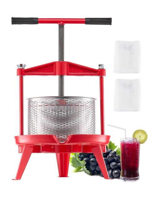 VEVOR 9L Manual Fruit Wine Press Stainless Steel Juice Extractor for Wine