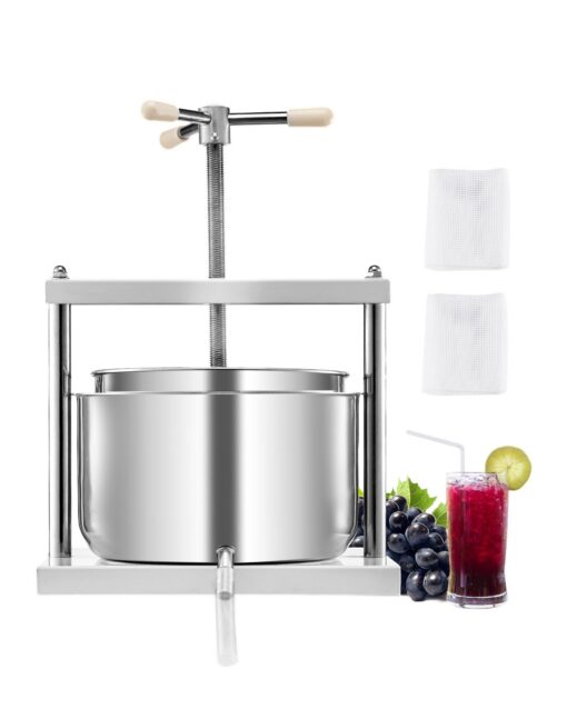 VEVOR 12L Manual Stainless Steel Fruit Wine Press Juice