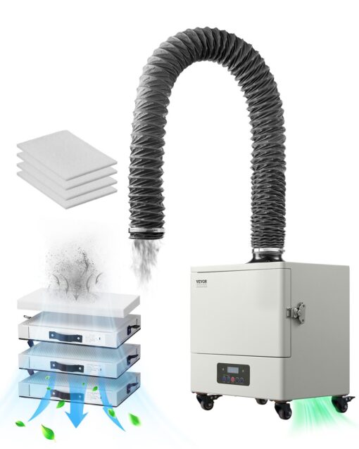 VEVOR Solder Fume Extractor 459 m³h 280W with 4 Stage Filtration 10 Speed Remote Control for Smoke Dust Removal