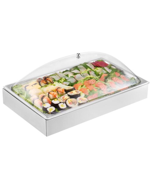 VEVOR Stainless Steel Buffet Condiment Dispenser with Lid 3 Ice Trays