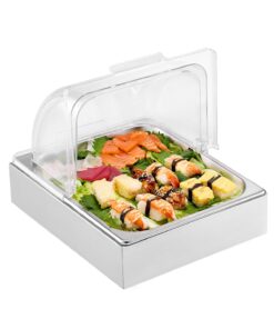 Stainless Steel Buffet Food Display Container with Lid – 3 Ice Trays