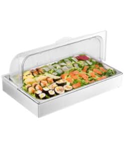 VEVOR Stainless Steel Buffet Food Display Container with Lid – 3 Ice Trays