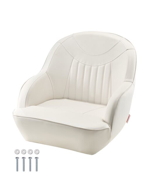 VEVOR White PVC Leather Captain Boat Seat with High Backrest
