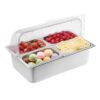 VEVOR Stainless Steel Buffet Condiment Dispenser with 4 Removable Pans  Clear Lid  HotCold Food Display Tray