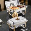 VEVOR 76L 2 Pack Gold Stainless Steel Chafing Dish Set with Half Size Pans for Buffet