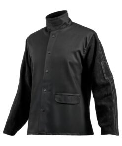 VEVOR Flame-Resistant Welding Jacket M – Split Cowhide Leather Sleeves & 255g FR Cotton