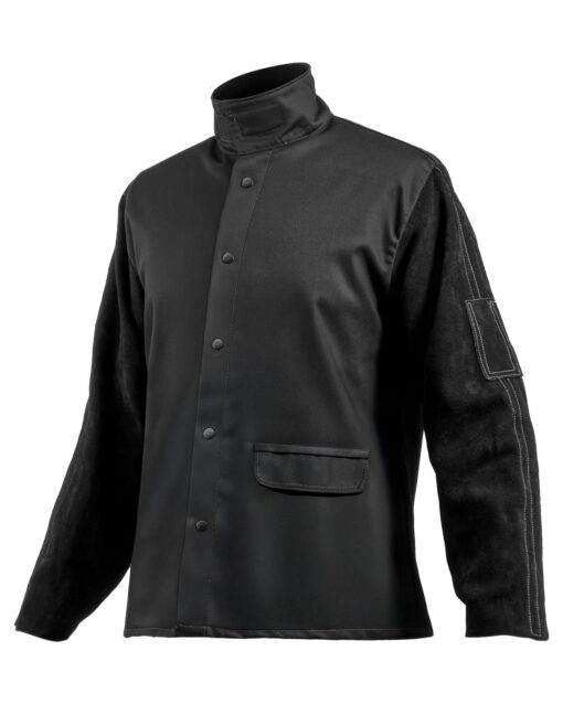 VEVOR Flame Resistant Welding Jacket M Split Cowhide Leather Sleeves 255g FR Cotton