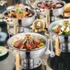 VEVOR 4 Pack 47L Round Stainless Steel Chafing Dish Set with Gold Finish  Buffet Food Warmer for Events  Catering
