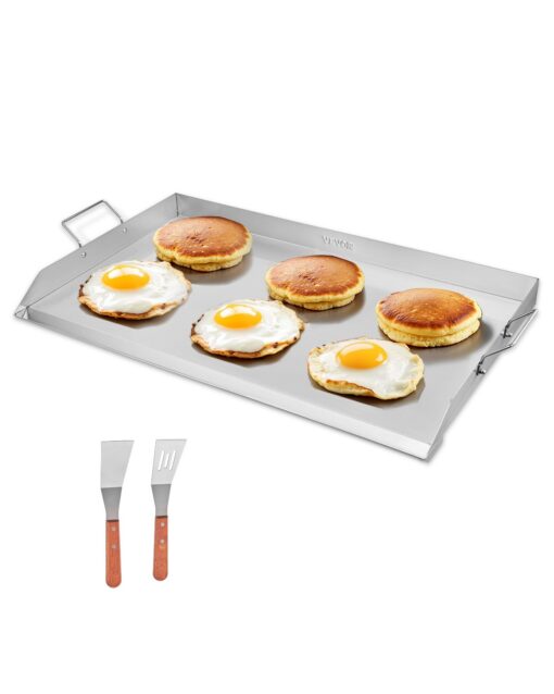 VEVOR 91x56 cm Stainless Steel Flat Top Griddle Universal BBQ Grill Pan for Gas Electric Stovetops