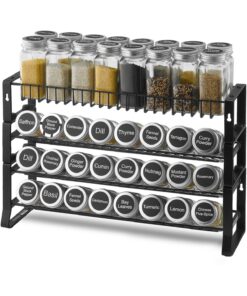 VEVOR 4-Piece Steel Spice Rack Organizer Set – Wall-Mounted or Countertop